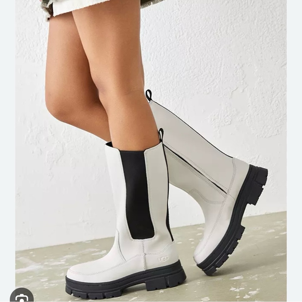 UGG White and Black Heeled Boots